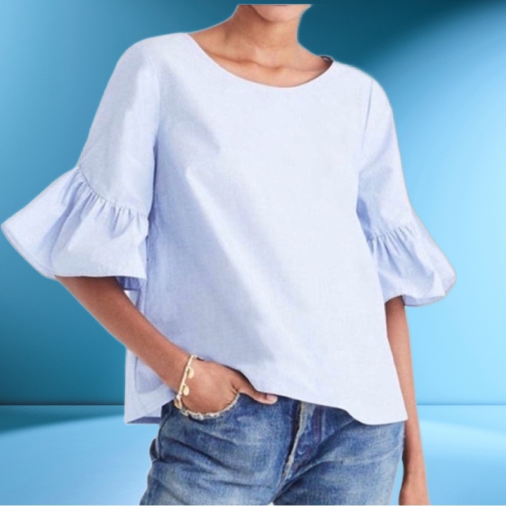 Madewell Light Blue Ruffle Sleeve Blouse